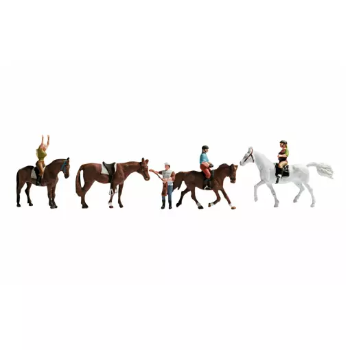 Set van 4 paarden en 4 ruiters NOCH 15630 - HO : 1/87e