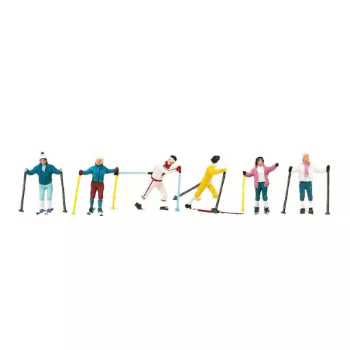 Lot de 6 skieurs de fond - PREISER 10312 - HO 1/87