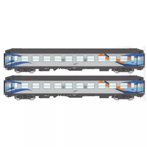 Set de 2 voitures UIC couchettes B9c9x "Croisière" - REE VB508 - SNCF - HO 1/87 - EP VI