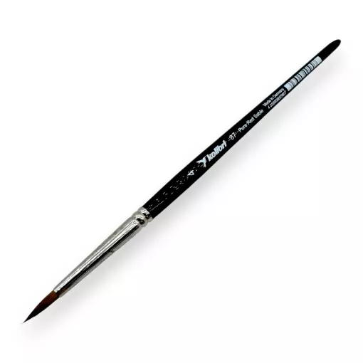 Pinceau N°04 de retouche pour aquarelle en poil de martre Kolinsky, virole argenté, manche court - Kolibri 0087/04