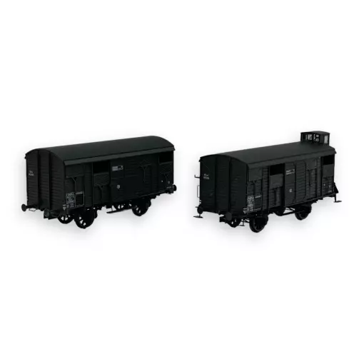 Set 2 wagons Couvert PLM 20T REE Modèles WB698 - HO 1/87 - SNCF - EP III.A