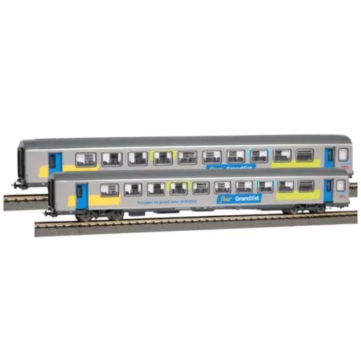 Set de 2 voitures Corail Vtu Fluo Grand Est - Piko 97312 - HO 1/87 - SNCF - EP VI - 2R