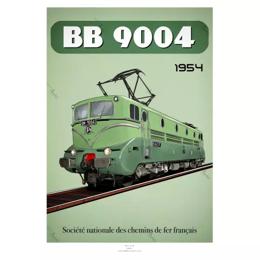 Poster Locomotive BB 9004 - 1954 - SNCF - 800Tonnes 8TBB9004 - A2 42.0 x 59.4 cm