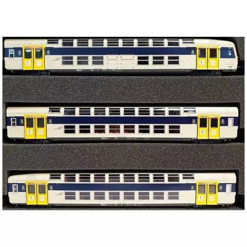 Coffret 3 voitures VB2N seconde classe livrée NORD PAS DE CALAIS avec logo casquette