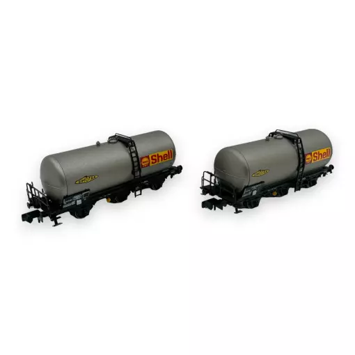 Set of 2 3-axle tank wagons Uh "Shell" - Arnold HN6609 - N 1/160 - SNCF - Ep IV - 2R