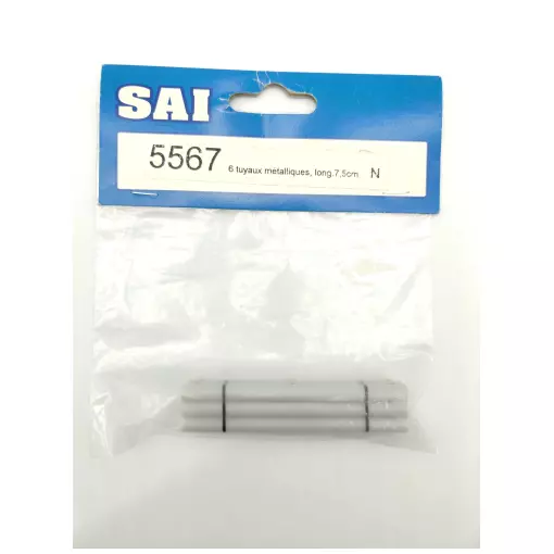 Set of 6 grey metal hoses measuring 7.5 cm SAI 5567 - HO 1/87