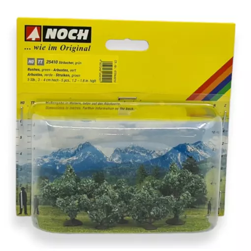 5 green shrubs 3 to 4 cm high - NOCH 25410 - HO TT