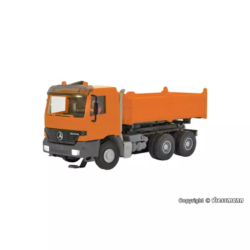 Camion benne MB ACTROS à 3 essieux avec gyrophares, orange municipal, modèle de base fonctionnel - Viessmann 8041 - HO 1/87 