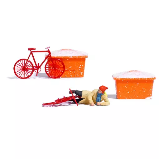 Bicycle fall on ice - Busch 7856 - HO 1/87