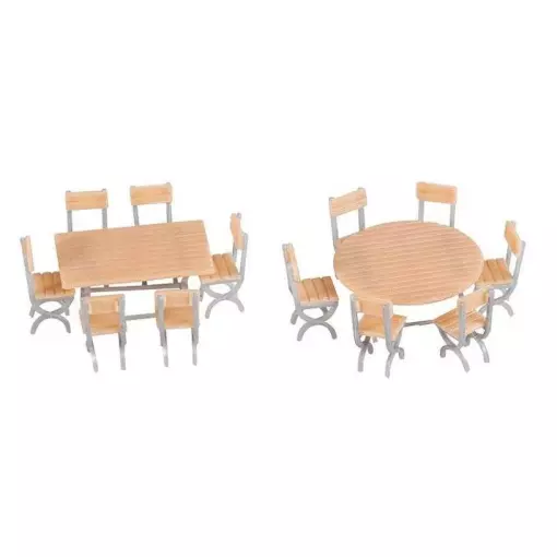 Lot de 2 Tables et 12 chaises FALLER 180957 - HO 1/87