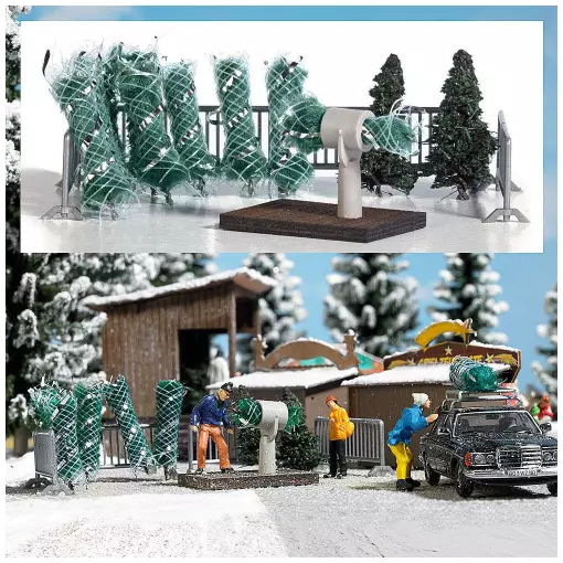 Stand de vente de sapins de Noël - Busch 1182 - HO 1/87