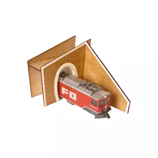 Entrée de tunnel pour une voie métrique avec mur de soutènement à droite - Bois Modélisme 109016 - HOm 1/87