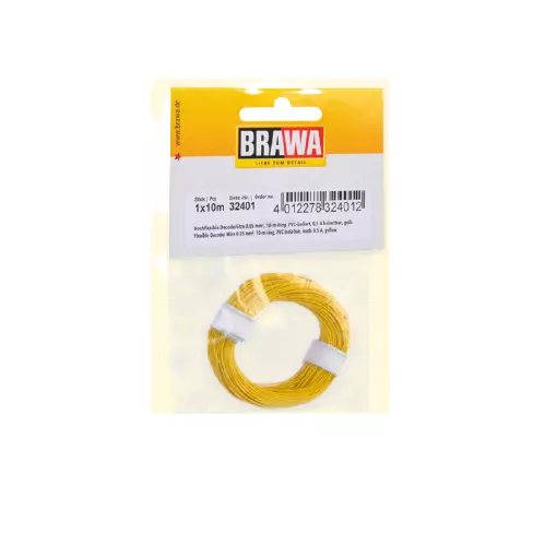 Bobine de fil de câblage Jaune - Brawa 32401 - 10 mètres - 0.05 mm² - HO / N