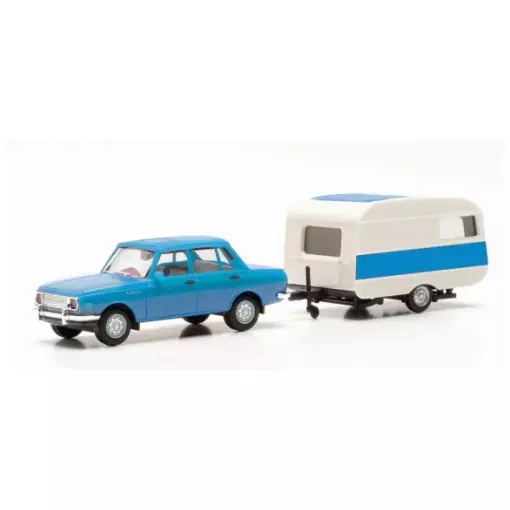 Herpa Wartburg 353 ‘82 Berline avec Caravane - Herpa 028585-002 - HO 1/87