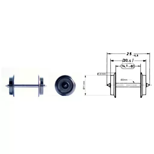 Non-insulated spare axle (AC), axle length 25mm