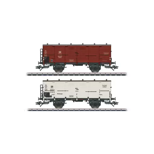 Set of 2 Fleischmann milk wagons 48818 - HO 1/87 - DB - EP III