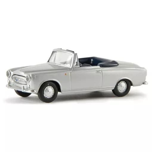 Voiture Peugeot 403 Cabriolet Ouvert - Gris Argent Métal - SAI/BREKINA 2534 - HO : 1/87