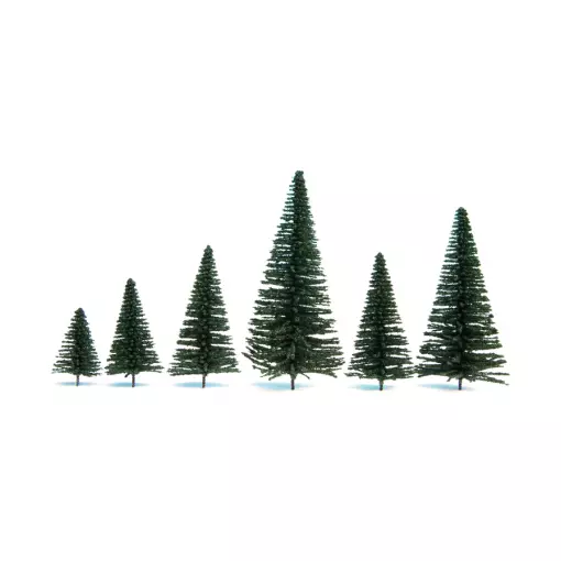 Lote de 10 árboles de Navidad en miniatura Noch 26930 - HO / TT - 50 a 140 mm