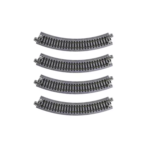 4 rails incurvés Unitrack Compact (R183-45) à 45 degrés - Kato 20-172 - HO 1/87