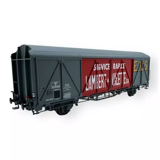 Wagon couvert EVS, IK toit haut, gris/rouge, parois renforcées "LAMBERT & VALETTE" - LS Models 30688 - HO 1/87 - SNCF - Ep III - 2R