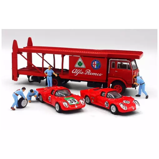 Pferdestall Alpha Romeo FIAT mit Zubehör & Figur - HO 1/87 - Brekina 58477