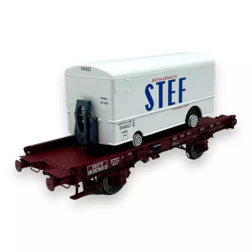 Vagón UFR monorriel + fourgon frigo "STEF" - Ree Modèles WB-650 - HO 1/87 - SNCF - Ep III - 2R
