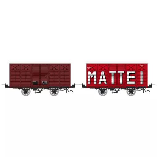 Set of 2 BRAKED COVERS Round Roof Red UIC Kv 4609 and "MATTEI" Kv 4614