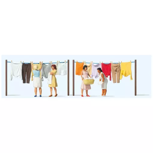 Lot de 4 Femmes étendant du Linge -HO 1:87 - PREISER 10741