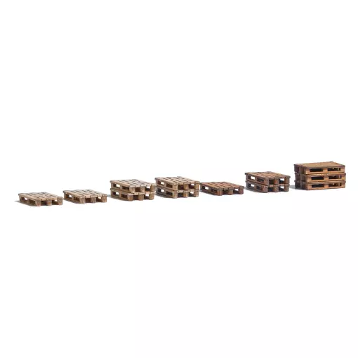 Set van 12 lege houten pallets BUSCH 1810 - HO 1/87
