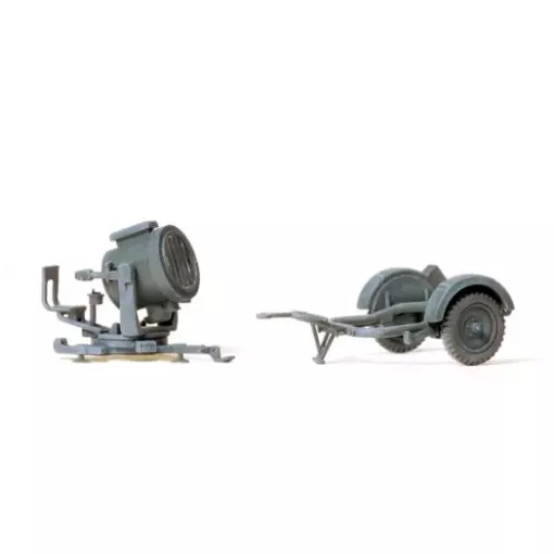 Armes antiaériennes et projecteur avec remorque