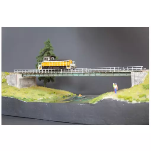 1-sporige metalen brug met landhoofden - 250 mm WoodModelism 108006 - HO 1/87