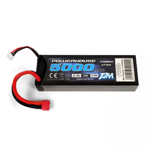 Accu LiPo 2S 7.4V 5000 mAh 50C - T2M 1350002C - Toutes Echelles 