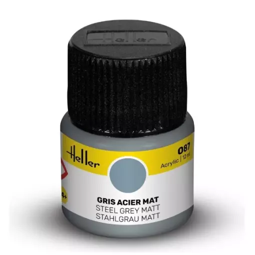 Peinture Acrylique 087 - Gris Acier Mat - Heller 9087 - 12ML