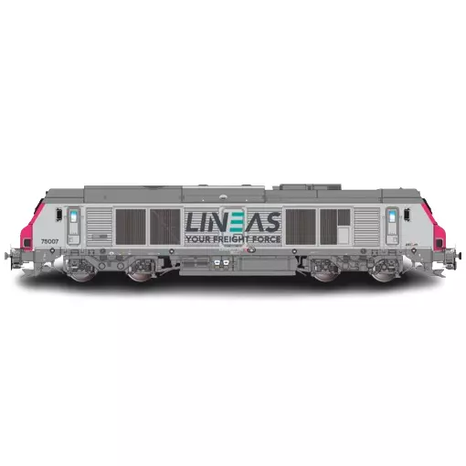 Locomotive Diesel BB75007 - LINEAS Fuchsia - Oskar 7520 - HO 1/87 - Analogique 