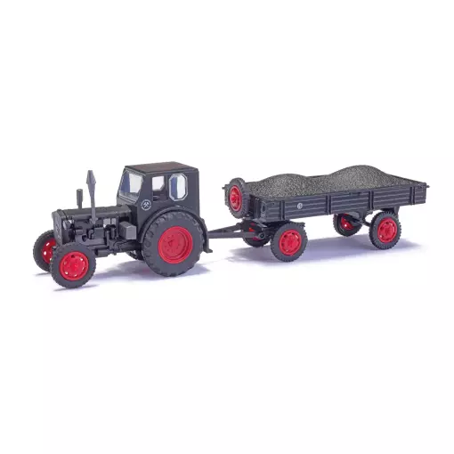 Pioneer tractor and black trailer Busch 210006433 - HO 1/87 -