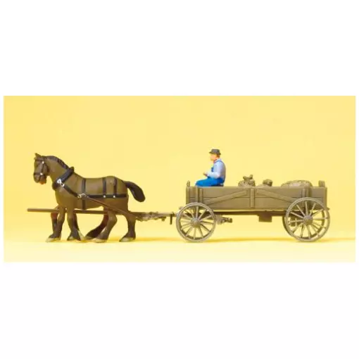 Lotto di contadini con carro e cavalli - Preiser 30411 - HO 1/87
