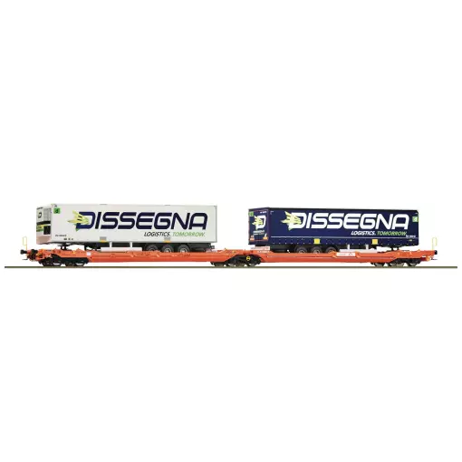 Vagón remolque doble articulado T3000e Roco 77395 - HO 1/87 - Wascosa - EP VI