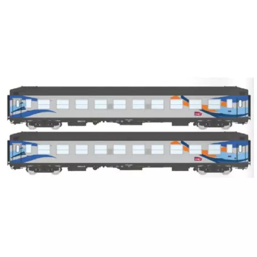 Set de 2 voitures UIC couchettes B9c9x Livrée CROISIÈRE - REE VB483 - SNCF - HO 1/87 - EP VI