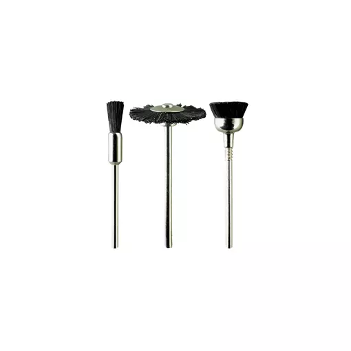 3 brosses à poils noirs, diamètre 5, 12, 21mm - PG Mini 4120