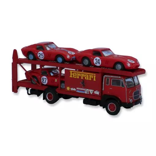 Camion Fiat 642 avec 3 Ferrari 250 GTO Brekina 58481 - HO : 1/87 - Le Mans 1963