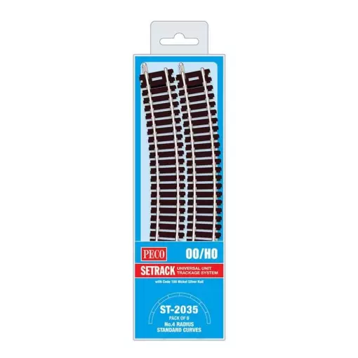 8 rails courbes rayon 571,5 mm 22,5° Peco ST2035 - HO : 1/87 - Code 100