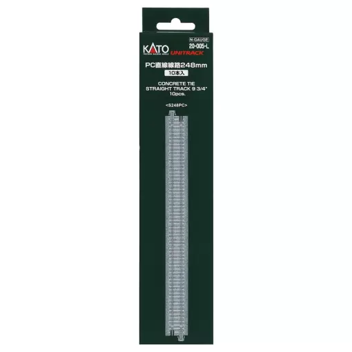 10 rails droits traverses béton - Kato K20-005-L - N/160 - 248 mm