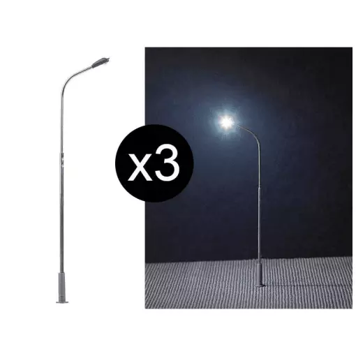 Set of 3 single floor lamps with LED - HO 1/87 - Faller 180100