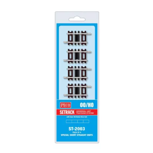 4 rails droits 41 mm Peco ST2003 - HO : 1/87 - Code 100