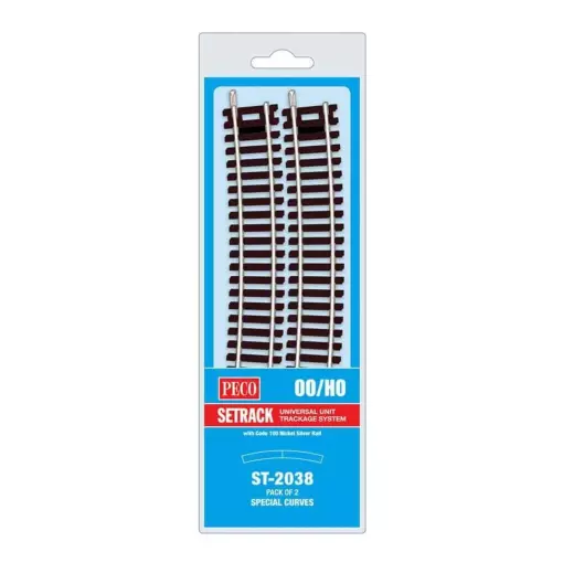 Lot de 2 rails courbes rayon 571,5 mm 11,25° Peco ST2038 - HO : 1/87 - Code 100