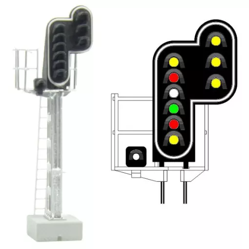 Signal 10 lights 2xyellow/red/white/green/red/yellow/white/2xyellow MAFEN 413216