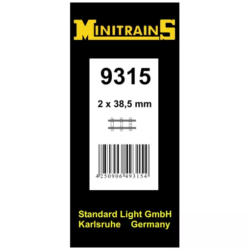 Two 38.5 mm Hoe straight rails - MINITRAINS 9315