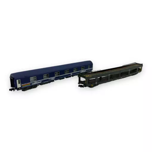 Set wagon porte auto DEV66 & voiture T2 TEN/Railtour - Arnold HNS4382 - N 1/160 - Ep IV - 2R