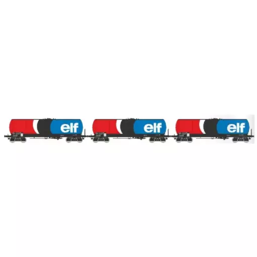 Set de 3 wagons citernes ANF "ELF" - REE WB935 - SNCF - HO 1/87 - EP IV