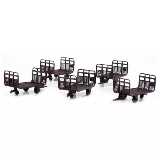 Set of 5 dark brown PTT trolleys